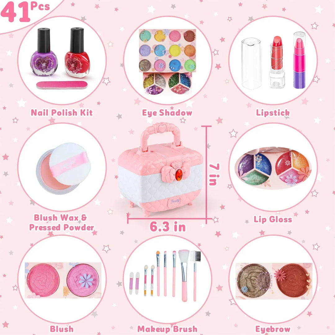 Kids Makeup Kit Pink And White Case Makeup Toy Set TikTok Viral Fall 2025 Gift Washable