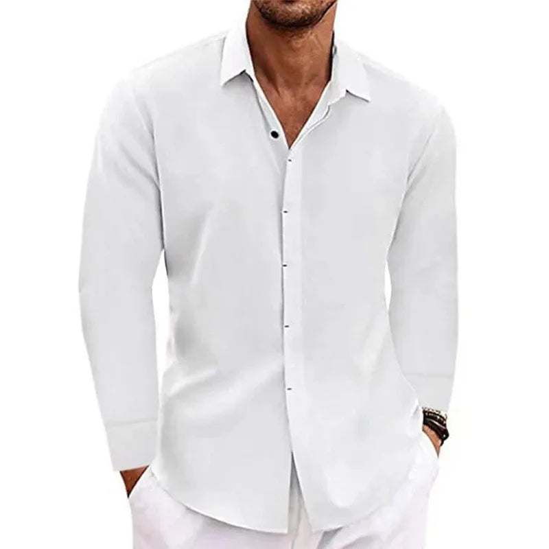 Men’s Long Sleeve T-Shirt – Loose Solid Color Casual Top for Plus Size Fashion
