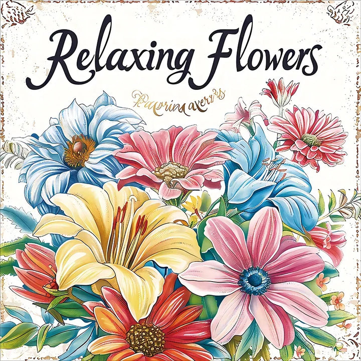 Art colouring Book 20 Page Flower Graffiti Style Fall 2025 Trend Stress Relief Gift