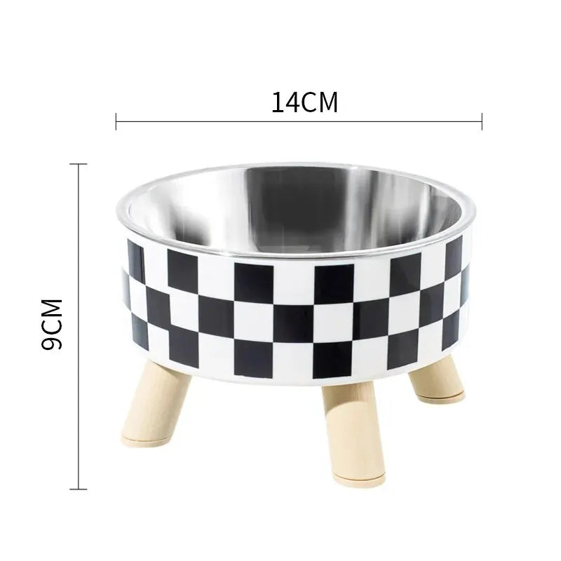 A Cat Bowl For Cats And Dogs - Tall Polka-Dot Stainless Steel Bowl, Anti-Overturn Design, Perfect for Drinking Water and Food