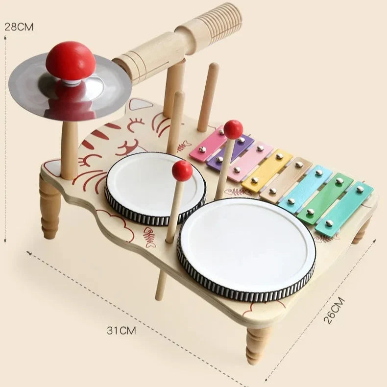 Wooden Xylophone Drum Set For Toddlers Montessori Musical Toy