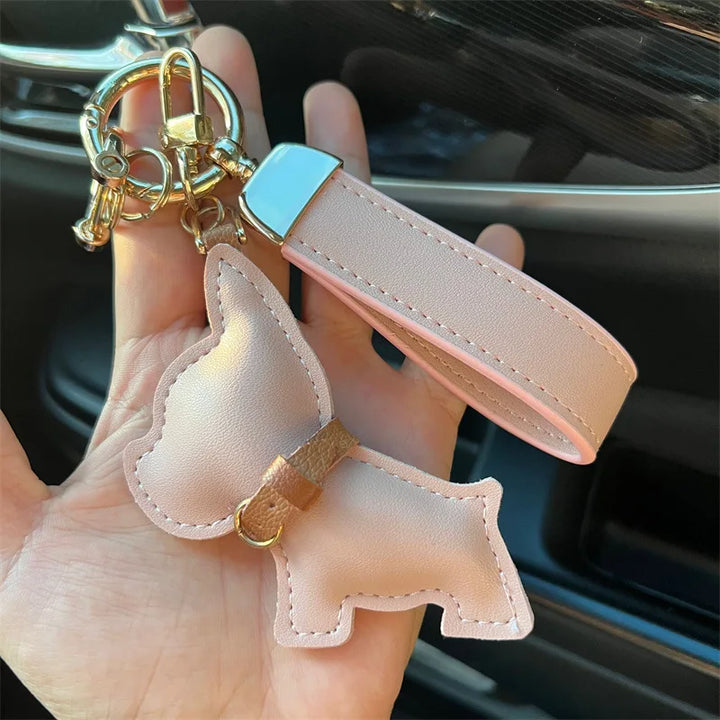 Leather Dog Keychain Car Charm Bag Hanging Accessory