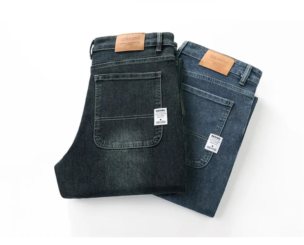 Stretchy Men’s Jeans - Wide Leg, Cotton, Business Casual
