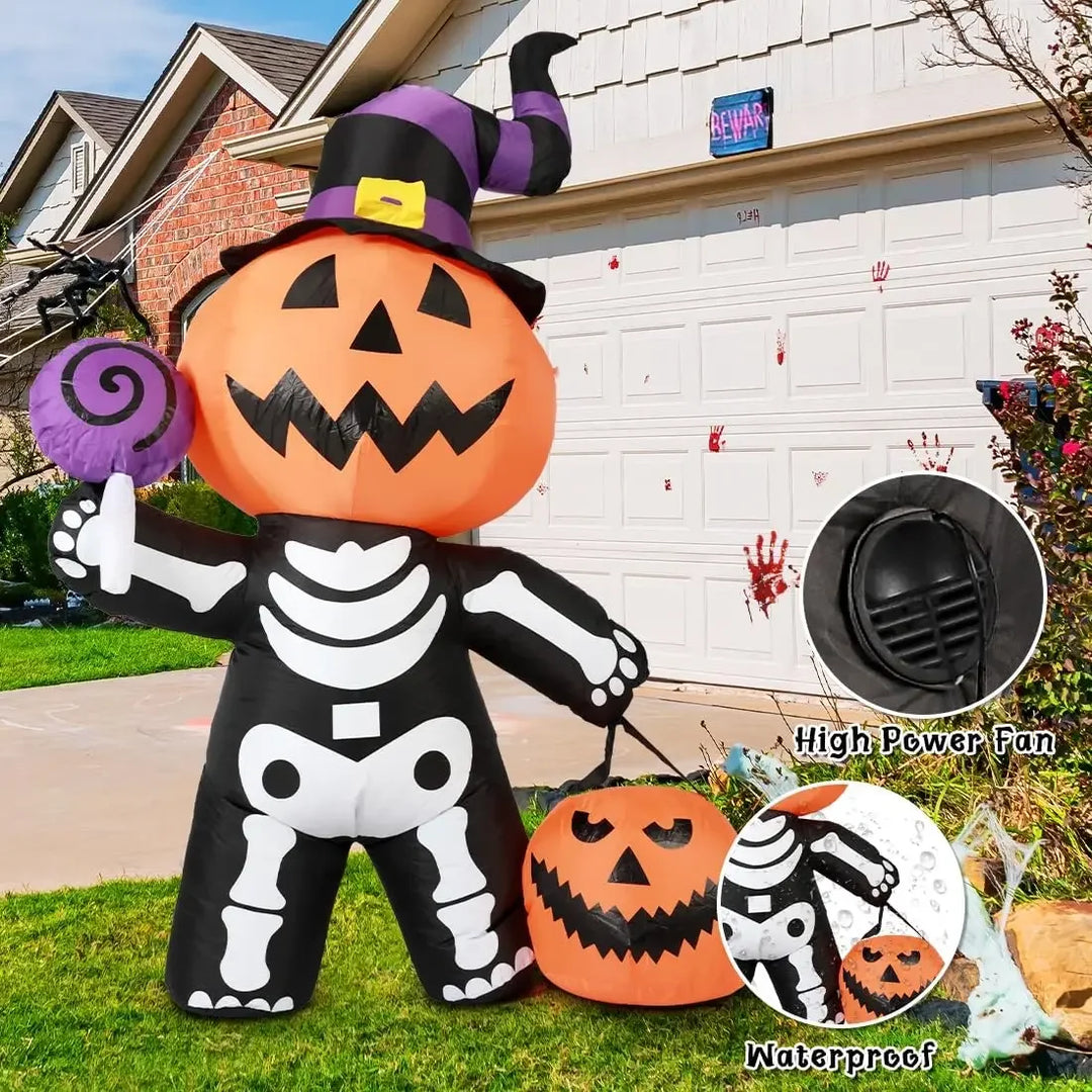 Halloween Inflatable 6ft Pumpkin Skull Yard Decor 2025