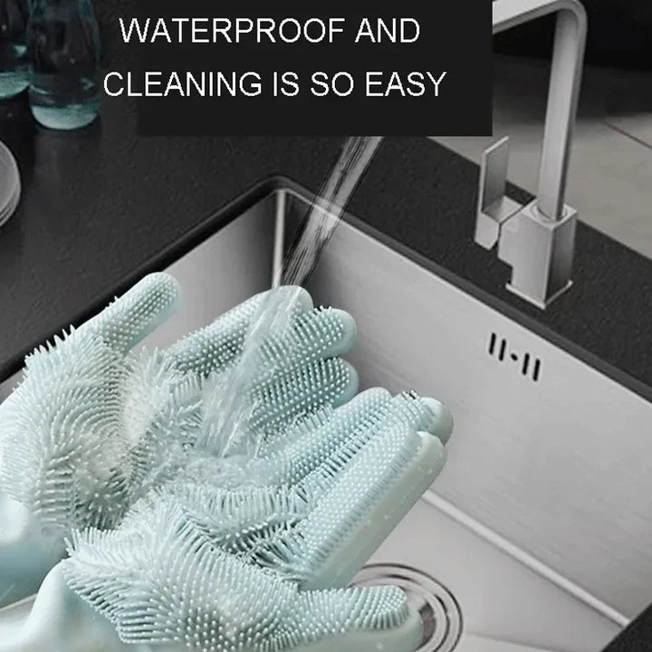 Silicone Dishwashing Gloves with Scrubber - Eco-Friendly Household Cleaning Tool