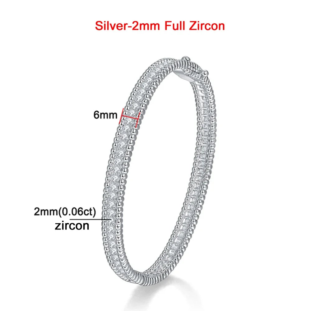 Moissanite 2mm Bracelet 18K Gold Plated Tennis Bangle