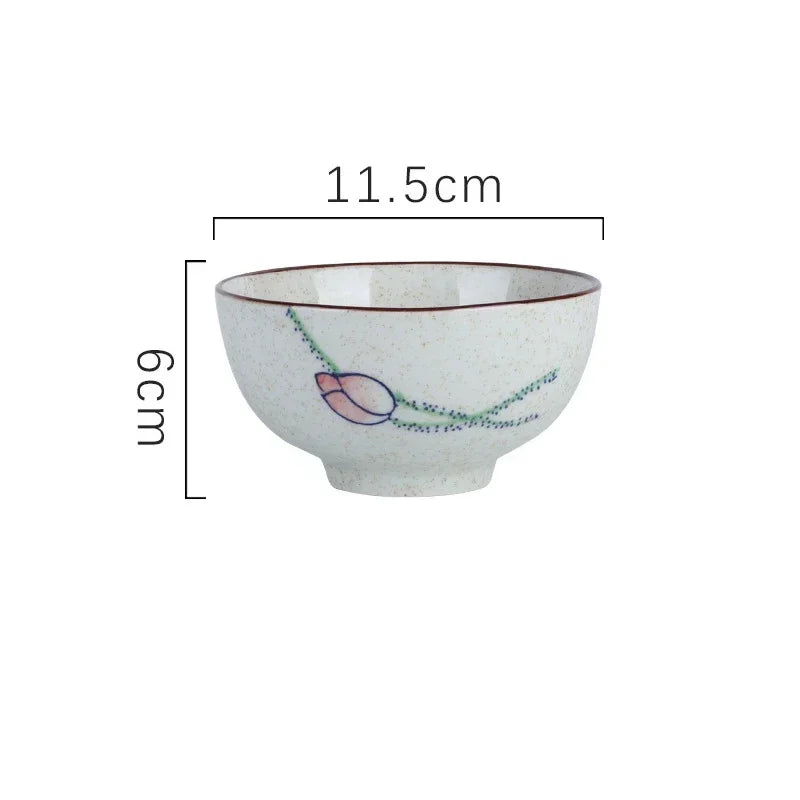 Ceramic 4.5 Inch Japanese Rice Bowl Retro Home Tableware