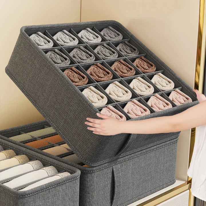 Polyester Sock Bra Organizer Box with 20 Grids - Home Organizers for Drawers &amp; Cabinets