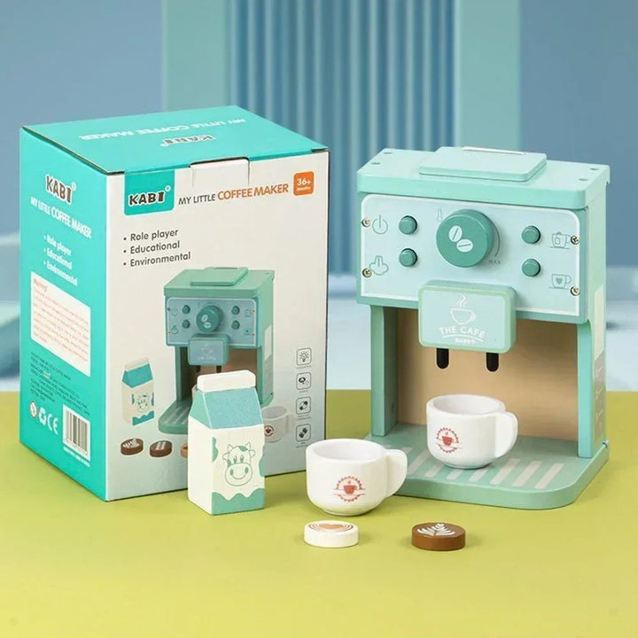 Wooden Kids Coffee &amp; Cookie Maker Toy Set - Educational Pretend Play Kitchen Gift for Boys &amp; Girls