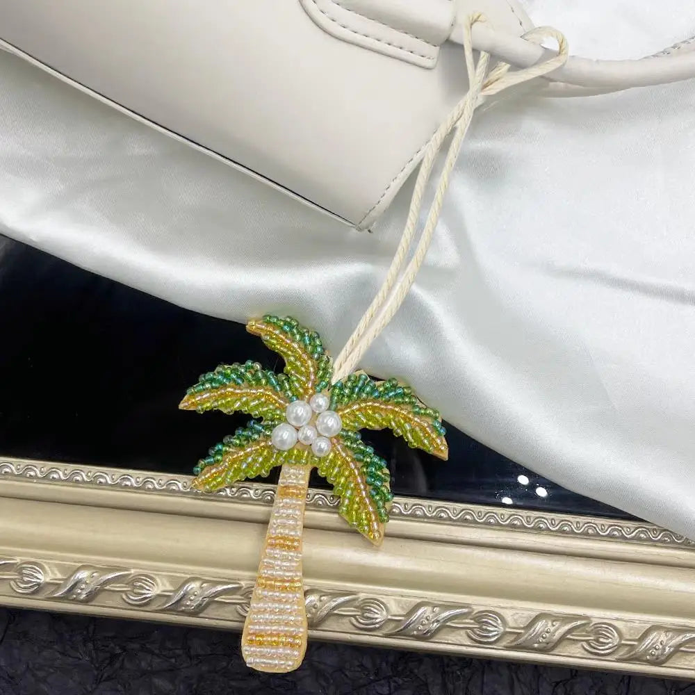 Coconut Tree Sequin Patch Keyring Bag Pendant Handmade