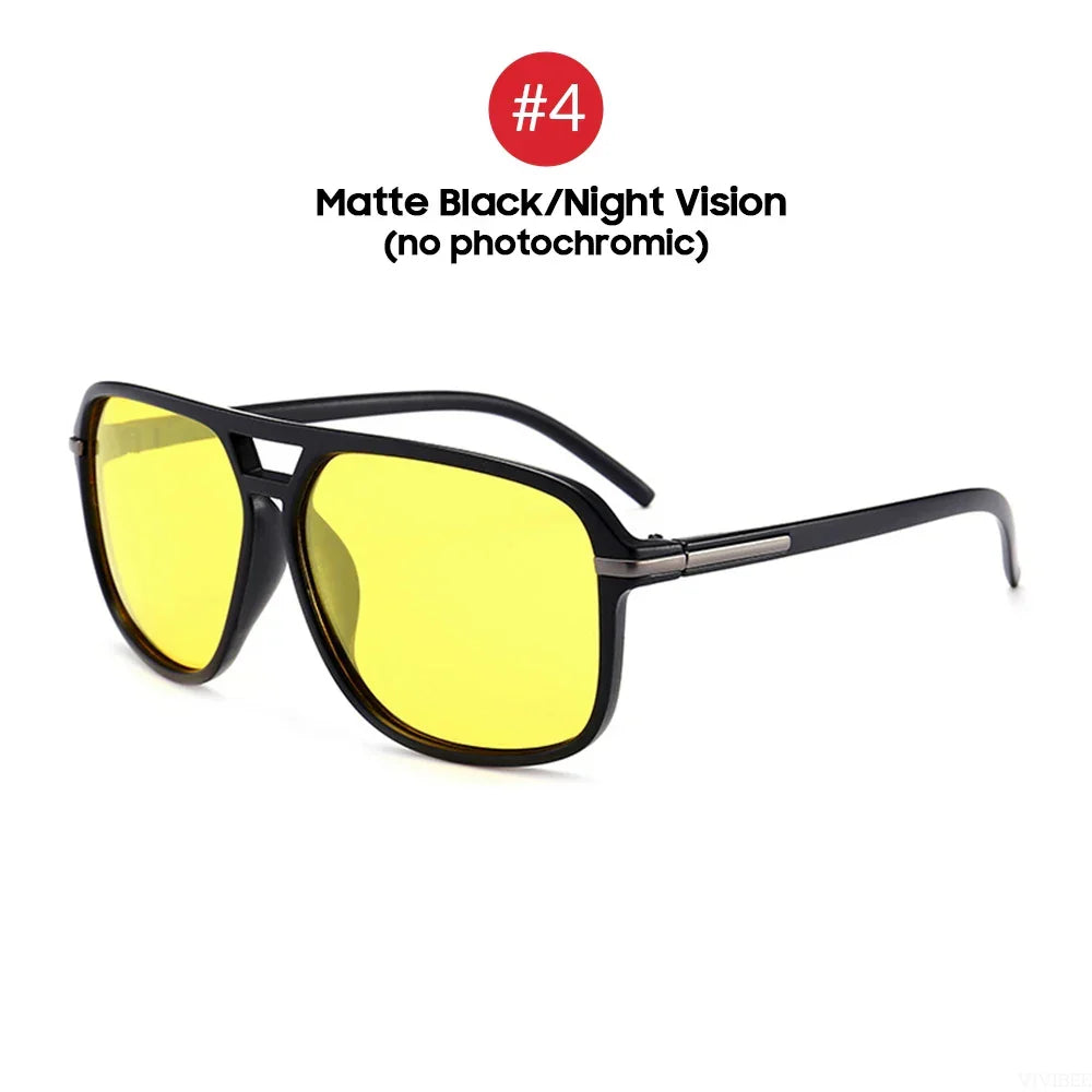 Polarized Night Vision Sunglasses Oversized Square Photochromic Lenses For Day To Night Driving Fall 2025 Trend