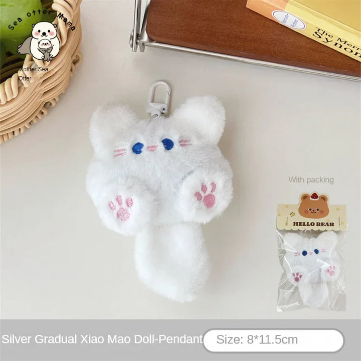 Plush Cat Keychain Cute Rabbit Fur Bag Charm Gift Decor