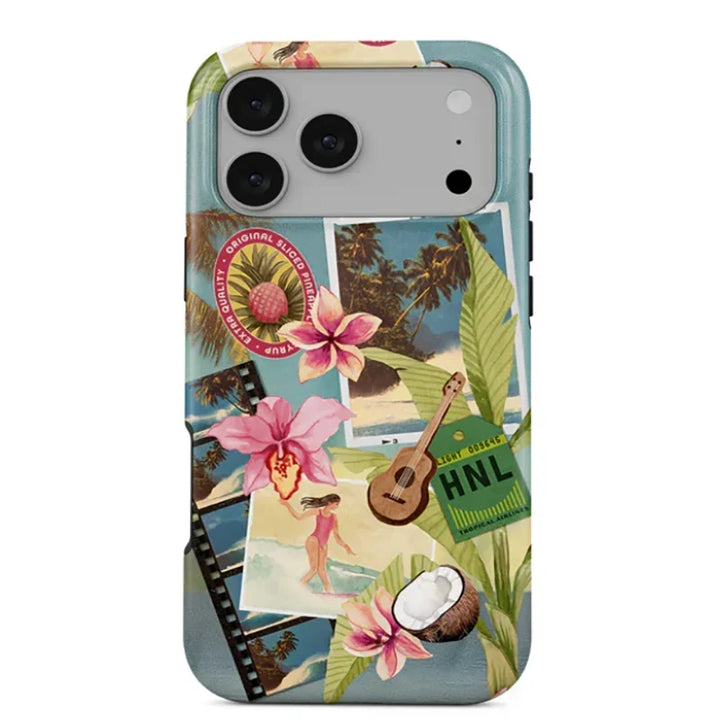 Tropical Ocean Double-Layer iPhone Case - PC TPU Cartoon Design Washable Cover for iPhone 11 to 17