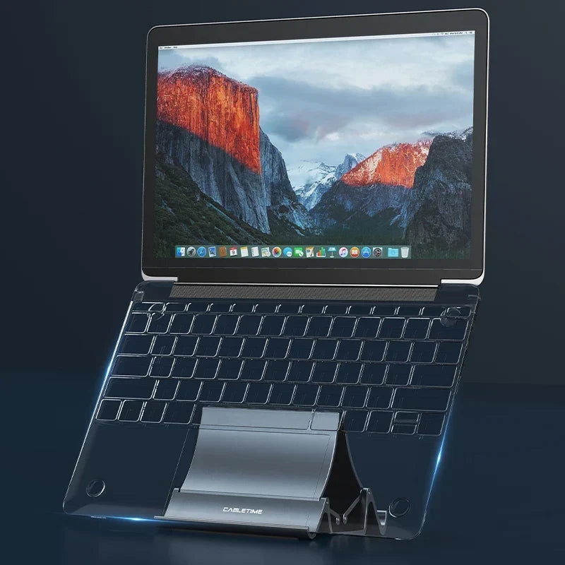 Vertical Laptop Stand with Silicone Grip - Dual Device Holder for MacBook &amp; Tablet, Heat Dissipation,