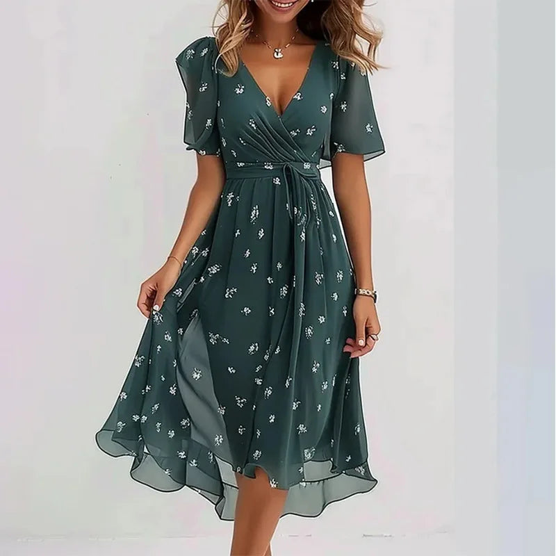 Sexy Deep V-neck Print Women&