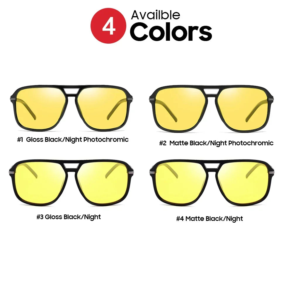 Polarized Night Vision Sunglasses Oversized Square Photochromic Lenses For Day To Night Driving Fall 2025 Trend