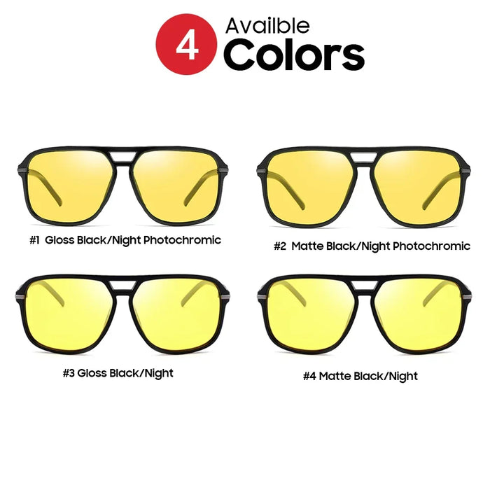 Polarized Night Vision Sunglasses Oversized Square Photochromic Lenses For Day To Night Driving Fall 2025 Trend