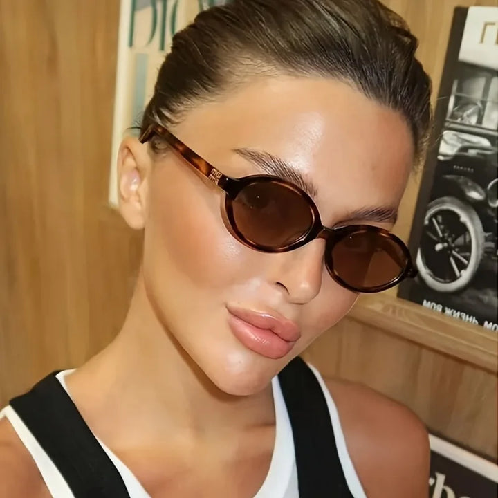 Retro unisex small oval sunglasses – mirror lens, resin frame, casual beach &amp; daily accessory