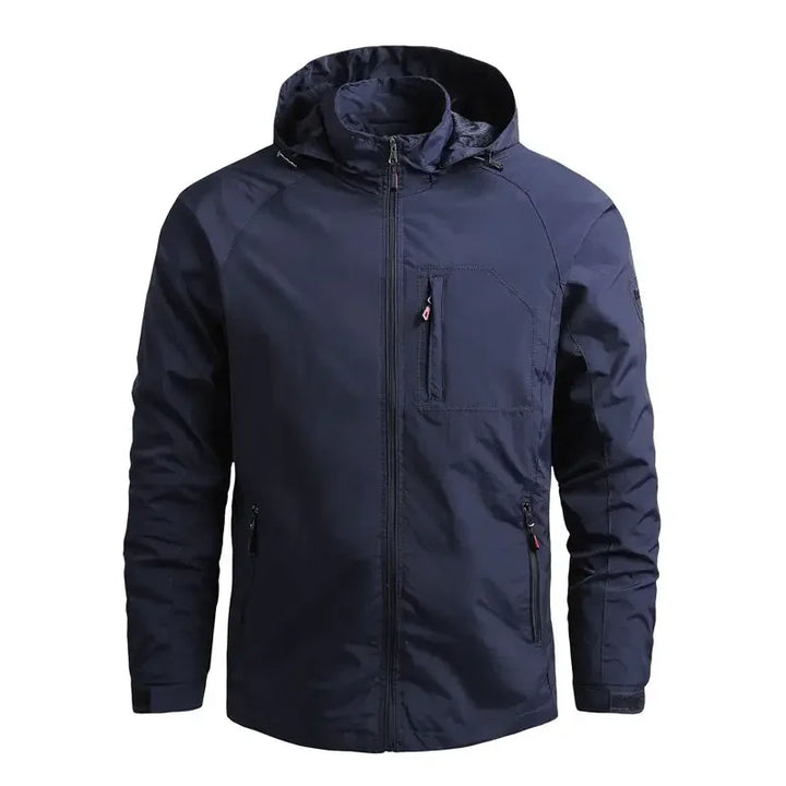 Waterproof Men Jacket- Hooded Windbreaker Polyester Camping