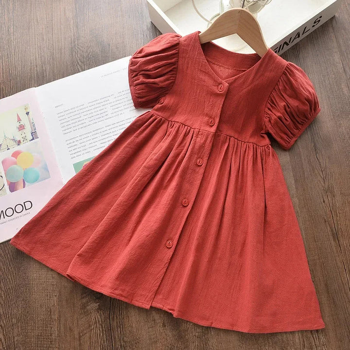 Lightweight girls’ dress – flowy a-line, floral butterfly print, casual wear for everyday adventures