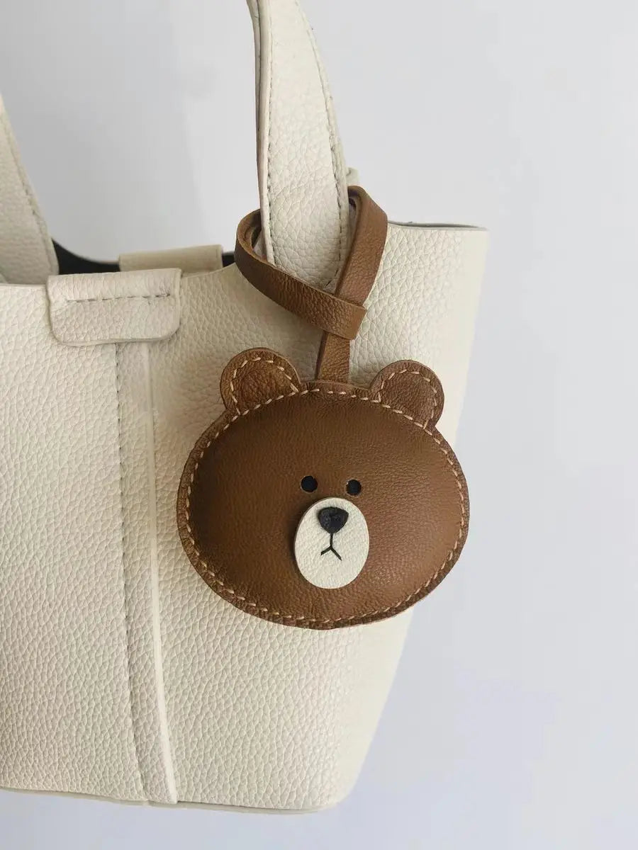 Leather Bag Charm No Face Keychain Black Cozy Cute Gift