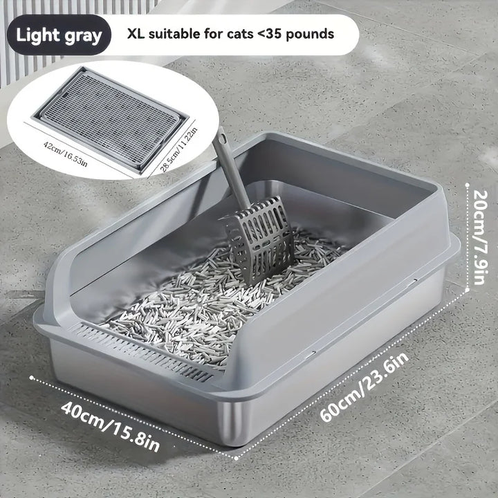 KEMORELA Extra Large Stainless Steel Cat Litter Box – Semi-Enclosed Leak-Proof High-Sided with Mat 2026