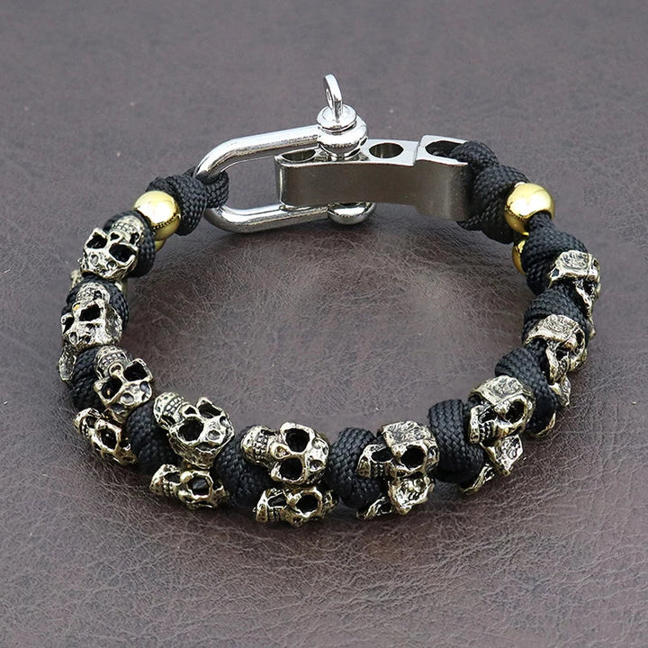 Skull Paracord Bracelet Gothic Wristband Halloween 2026 Gift Idea Adjustable Braided Jewelry