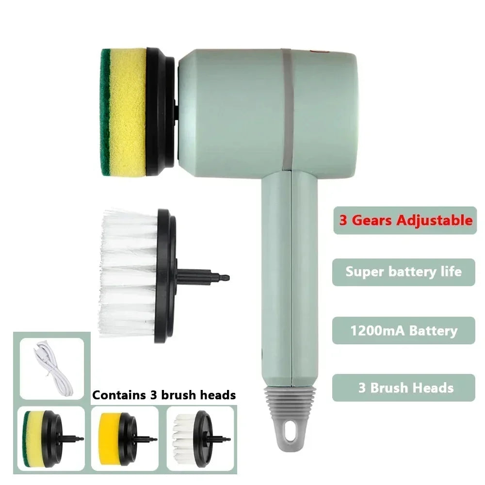 Wireless Electric Cleaning Brush USB Rechargeable Scrubber for Kitchen and Bathroom Cleaning, 3 Speed Professional Tool