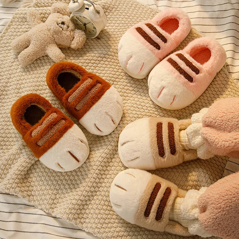 Soft Unisex Slippers For Kids - Cozy Cat Design, Plush Lining, Indoor Wear At Home