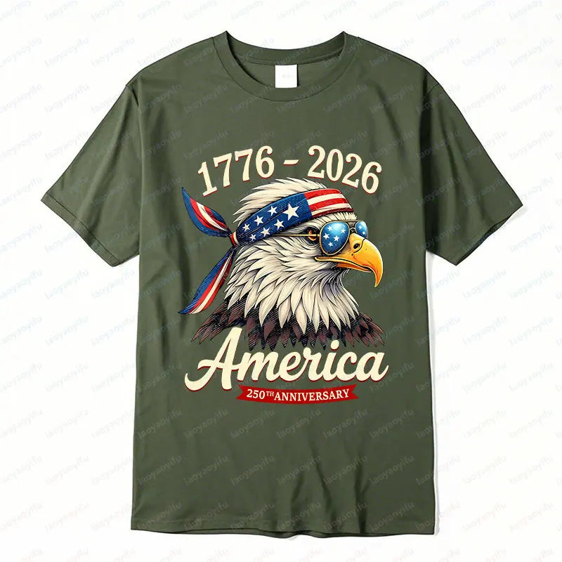 Soft Unisex Bald Eagle Graphic Tee - Short-Sleeve, Durable Cotton, For 250th Anniversary Independence Day Celebration