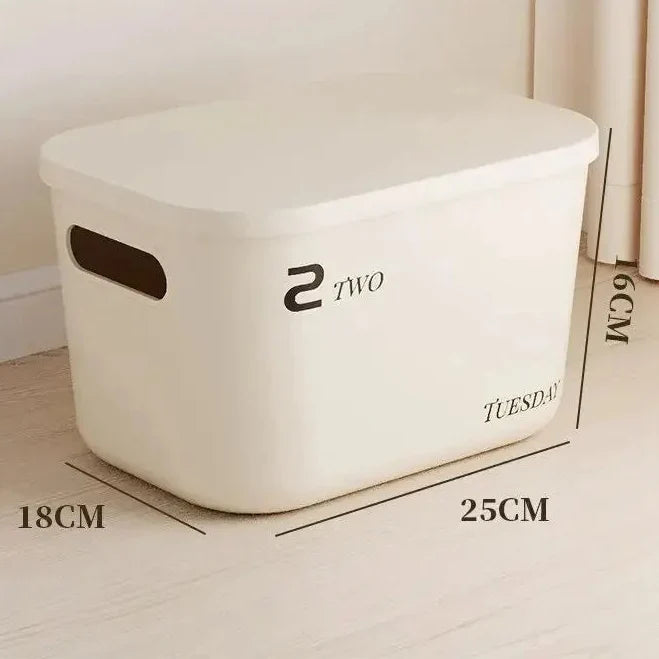Beige PP Ins Style Storage Box with Lid - Home Organizers for Dustproof Clothing &amp; Toys