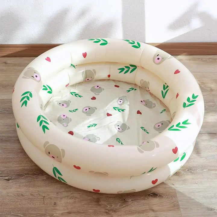Small Inflatable Kiddie Pool, Durable PVC Small Plastic Pool with Bright Bear Design for Safe Outdoor Fun