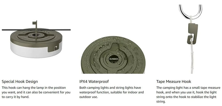 2-in-1 LED Reel Camping String Light – USB Rechargeable Portable Atmosphere Lantern Garden Tent Decor 2026