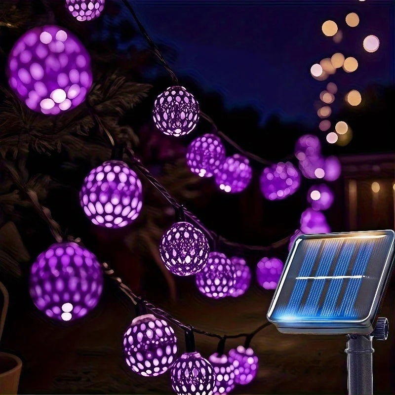 Solar String Lights Moroccan Ball LED Outdoor Waterproof 8 Modes Garden Party Christmas Decor 2026