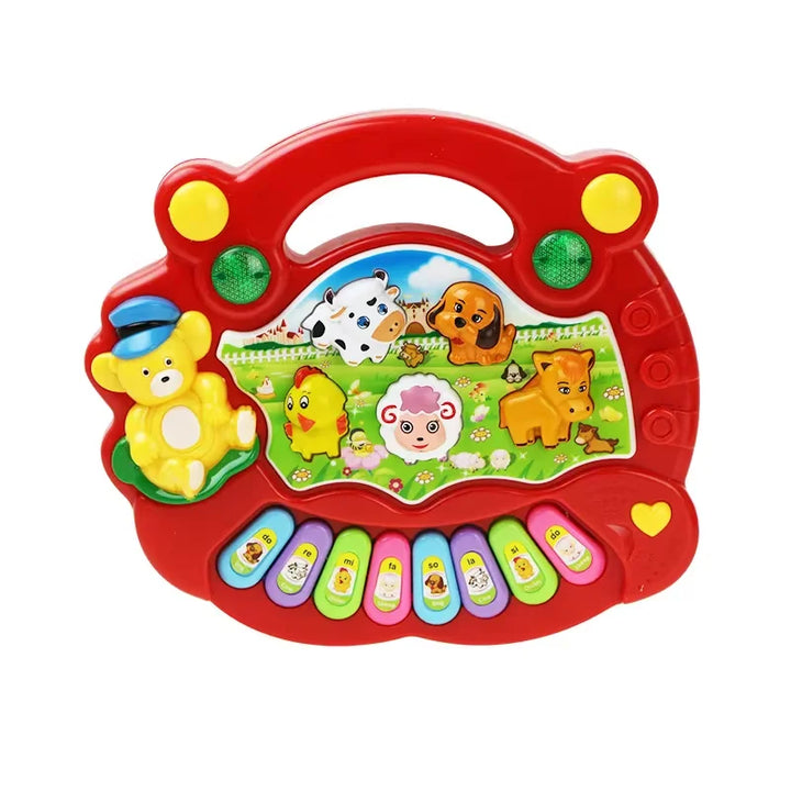 Farm Animals Kids Cartoon Piano Keyboard Game with Sounds, Flashing Light Music Educational Toy for Baby Gifts