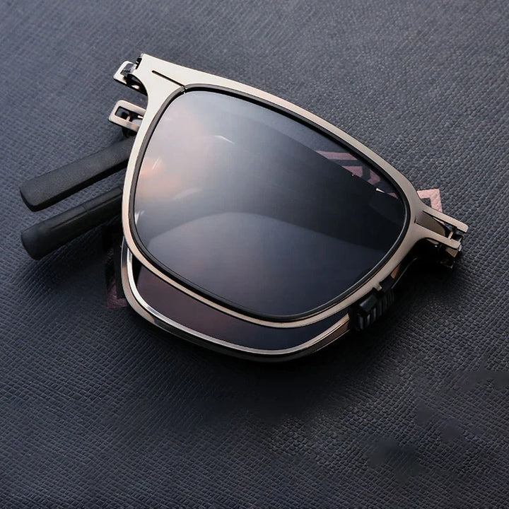 Polarized Folding Sunglasses Ultra Light Stainless Steel Retro Square Frame Summer 2026 Travel Essential