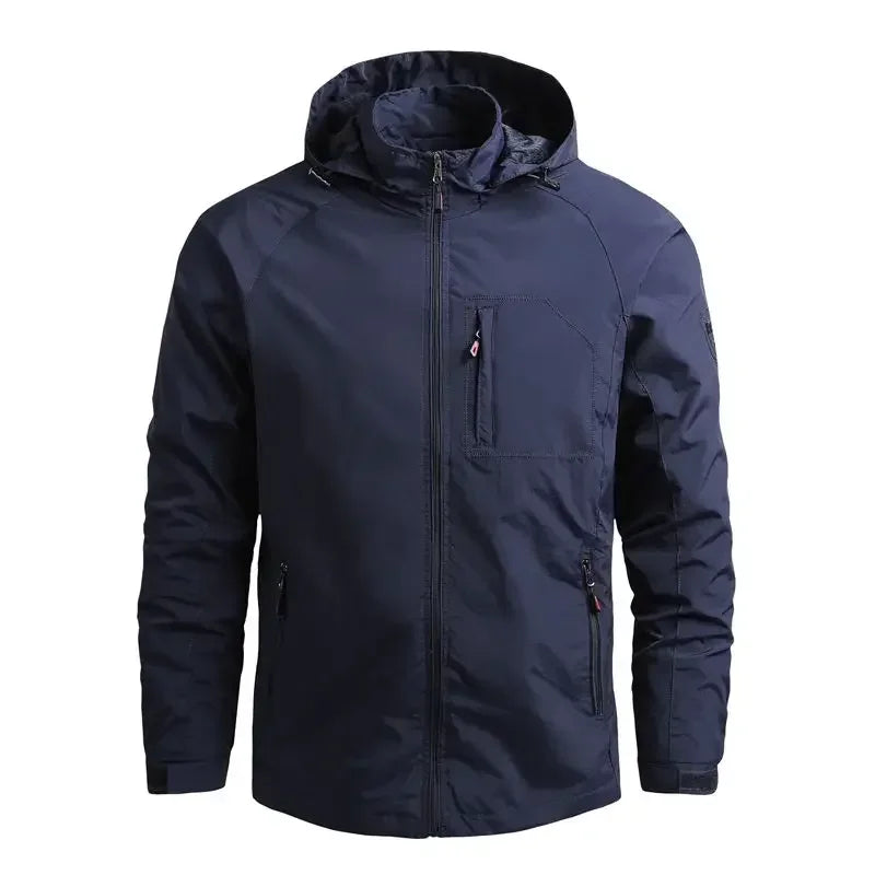 Waterproof Men Jacket- Hooded Windbreaker Polyester Camping