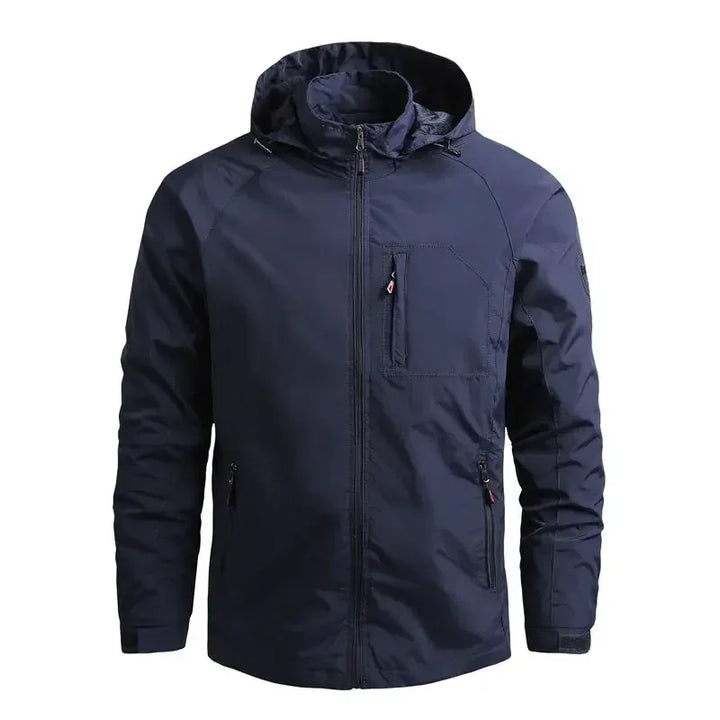 Waterproof Men Jacket- Hooded Windbreaker Polyester Camping