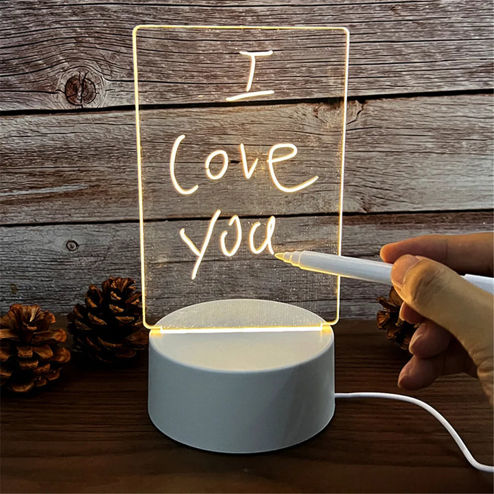 Creative LED Message Board Night Light - USB Doodle Lamp for Kids, A Fun Valentine&