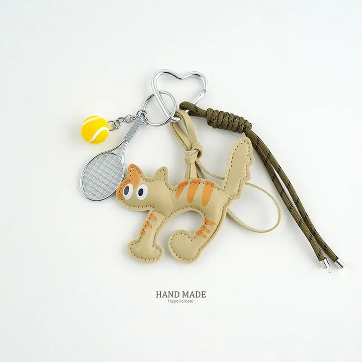 Braid Rope Bag Charm Leather Dachshund Keychain Aesthetic