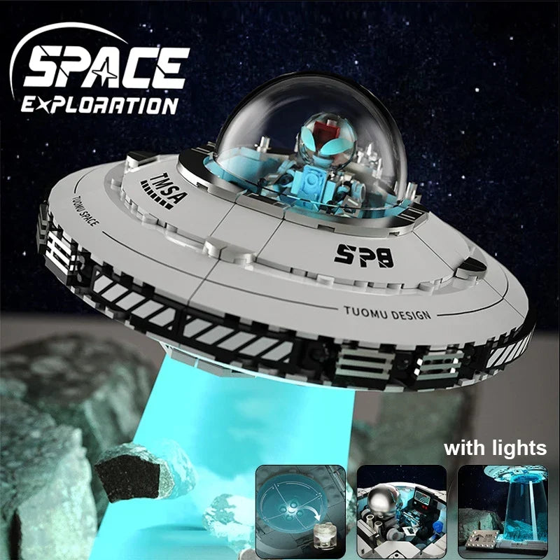LED Light Up UFO Building Blocks Set 700 Piece Interlocking STEM Toy Summer 2026 Gift Idea