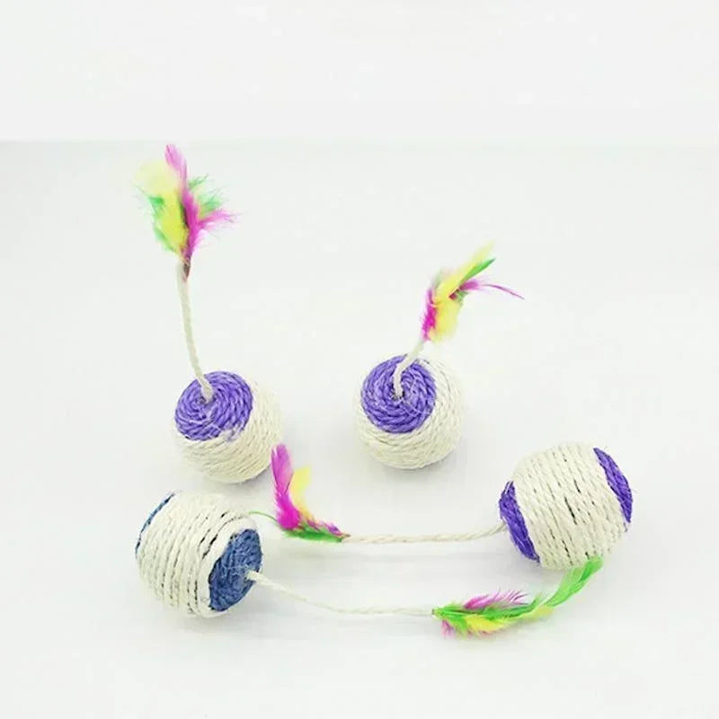1Pc Sisal Scratching Ball Cat Toy - Interactive Training Toy for Kittens