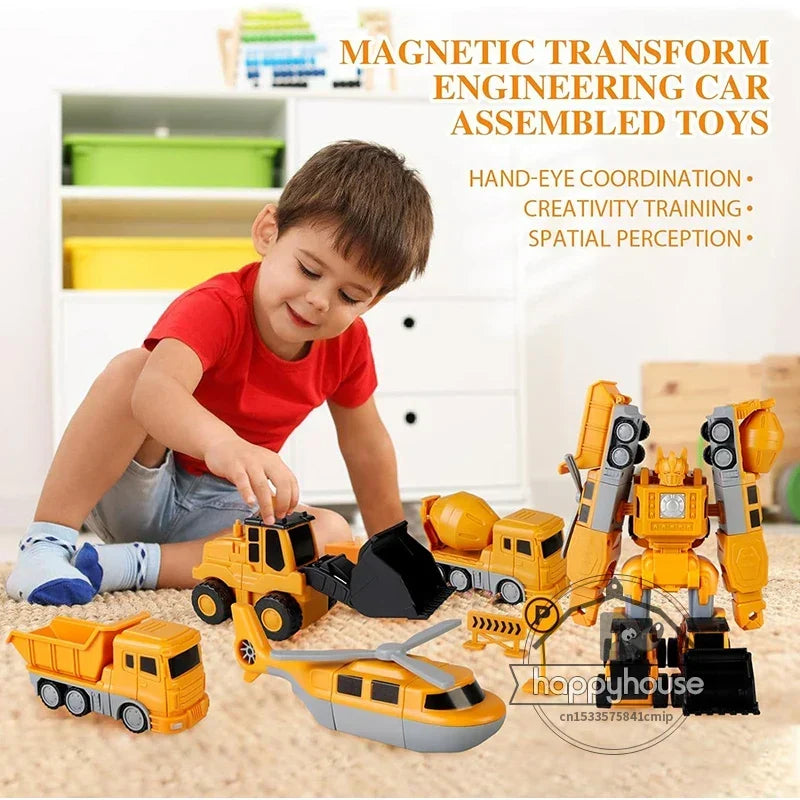 Magnetic Building Blocks Set - Transforming Robot Car Toy for Toddlers, STEM Learning Toy, Fall 2025 Gift Idea
