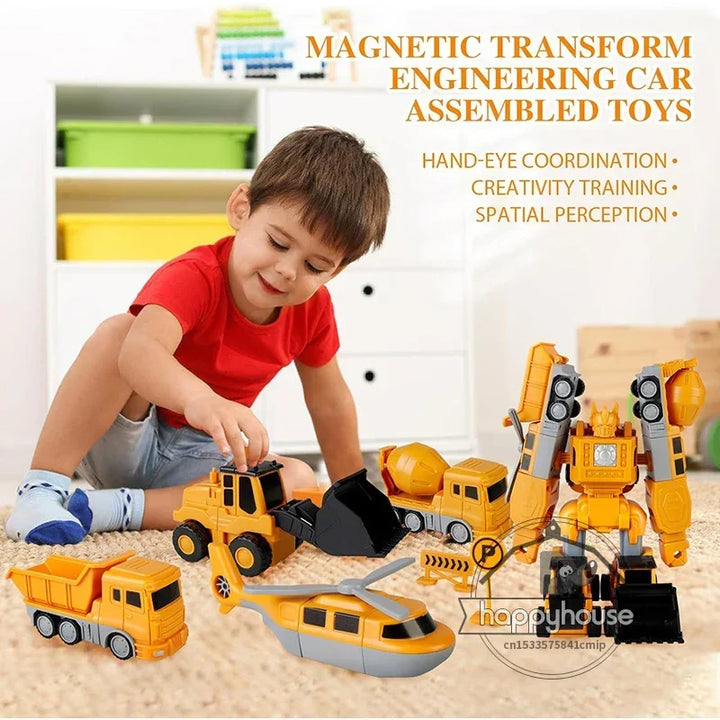 Magnetic Building Blocks Set - Transforming Robot Car Toy for Toddlers, STEM Learning Toy, Fall 2025 Gift Idea