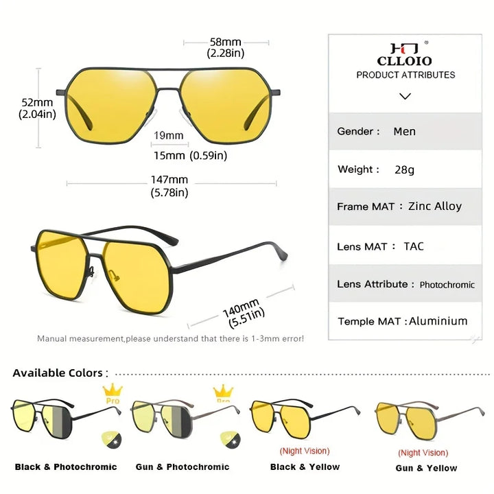Photochromic Sunglasses Anti Glare Day Night Vision Polarized UV400 Unisex Square Frame Summer 2026 Trend