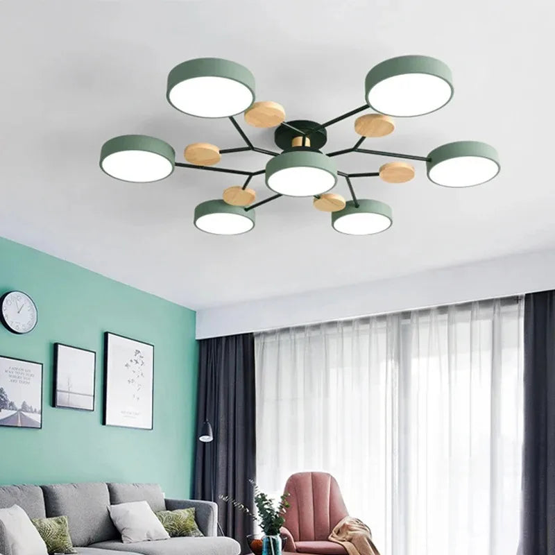 Ceiling Light LED Modern Fixture With Circular White Shades For Living Room