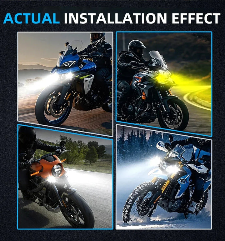 HAOLIDE LED Motorcycle Headlight 6000K – Auxiliary Fog Spot Light 3500K Strobe Off-Road Motorbike 2026