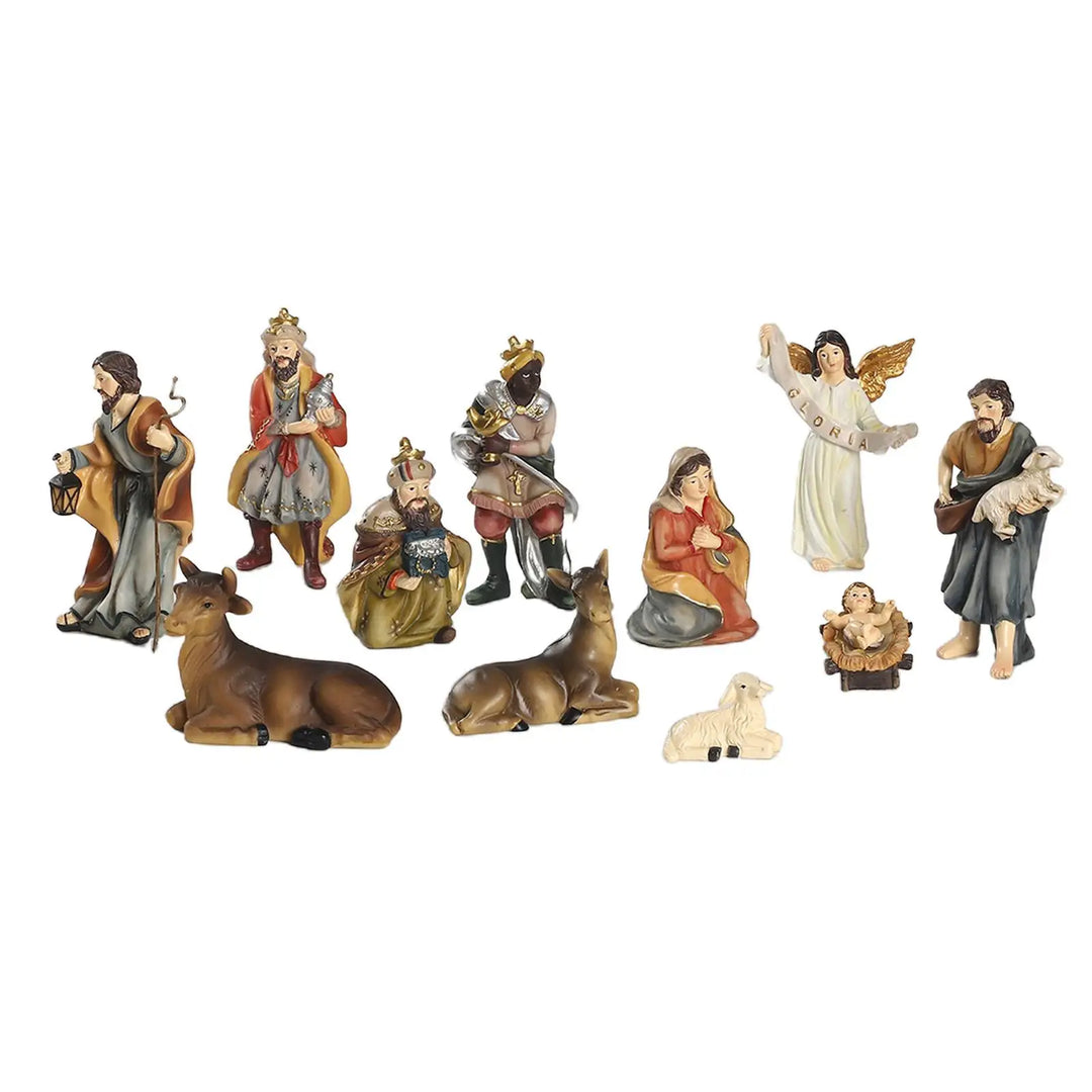 Nativity Set 4 Inch Resin Figures 11 Piece Manger Scene Nativity Christmas Decor Indoor Outdoor Catholic Gift