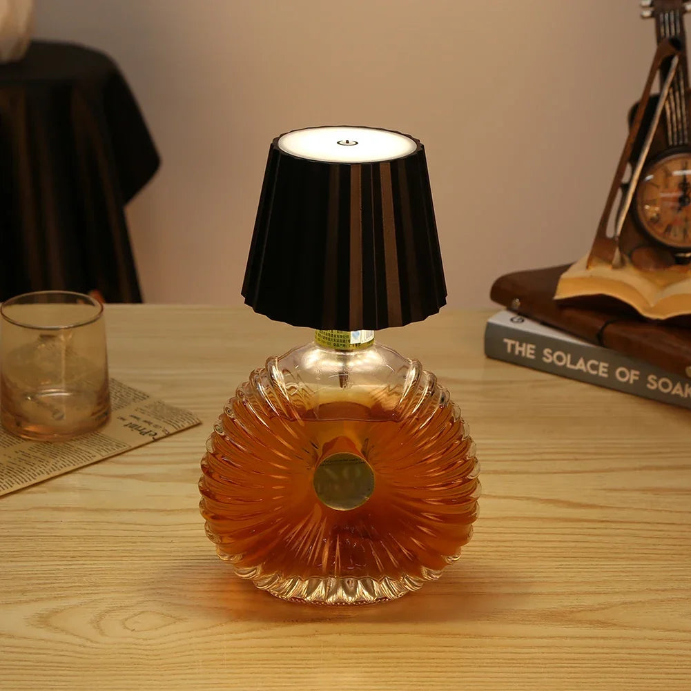 Wireless Bottle Lamp Touch Control LED Light - Rechargeable Home Decor for Dining &amp; Parties