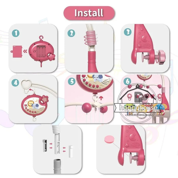 Crib Mobile Remote Music Light Newborn Sensory Toys